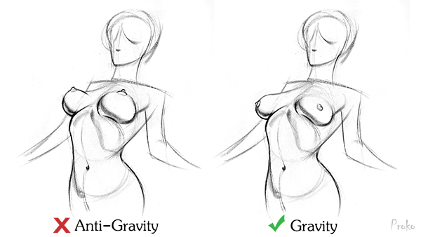 Breasts Reacting to Gravity