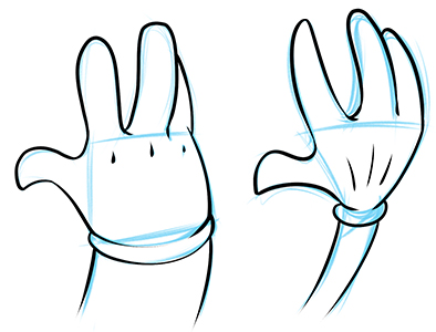 how to draw mickey mouse gloves